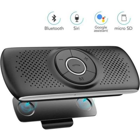 Kit Mains Libres - Bluetooth 5.0 - Noir - Reconnexion Automatique - Compatible iOS et Android (1/5)