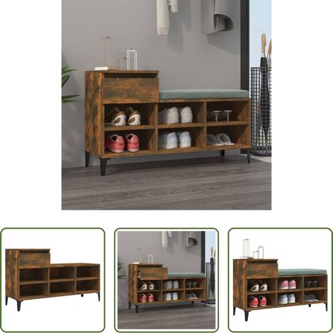 vidaXL Schuhregal Holzwerkstoff -  Schuhregal Räuchereiche 102x36x60 cm Holzwerkstoff (1/5)