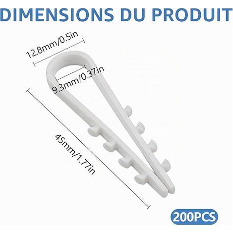 Fixation Cable Electrique Cheville à Enfoncer Chevilles Passe-Câble à Enfoncer Câble Matière Plastique Souple Fixation Béton Brique Blanc (1/4)
