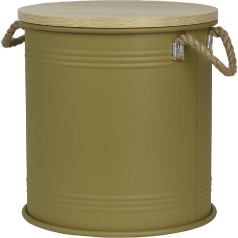 Kaemingk Eisentonne mit Deckel grün Ø 35 cm H: 37,5 cm