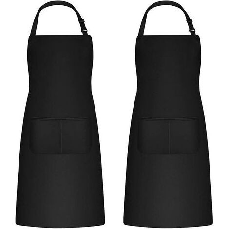 2-teiliges Küchenschürzen-Set für Damen und Herren, Haushaltsschürze, Werkzeughalterschürze mit 2 Taschen für den Grill, verstellbare Gartenschürze für Erwachsene (1/5)