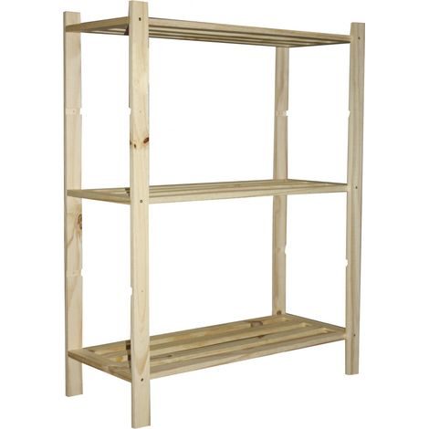 Kiefernholzregal, 3 Böden, B.70 x T.30 x H.90 cm CENTRALE BRICO