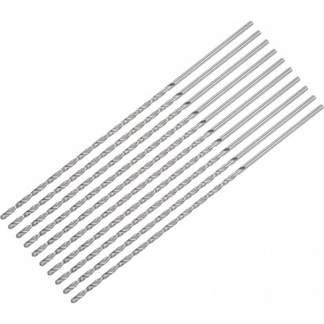 10 Pcs 2mm Mini Micro Forets Hélicoïdaux Haute Vitesse Acier Droit Tige Extra Long Perceuse Pointe 120mm pour Aluminium Alliage (1/5)