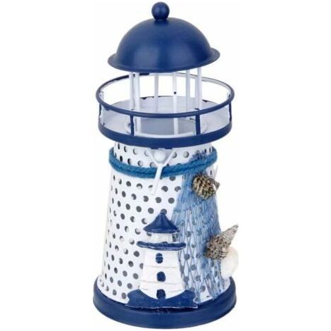 13.5cm Phare Peint à la Main Modèle de Fer Bougeoir Décoration Thème de Plage - Phare (1/4)