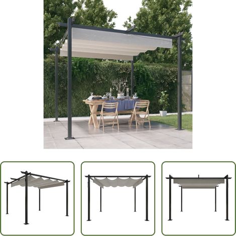 Ausziehbar - Pavillon mit Ausziehbarem Dach 3x3 m Creme (1/5)