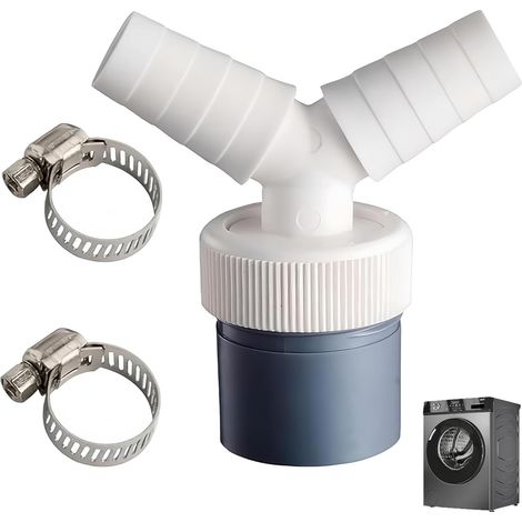 Y-förmiger Ablaufadapter für Geschirrspüler und Waschmaschine, 40-mm-Ablaufschlauch, inklusive 2 Edelstahl-Schlauchschellen (1/4)