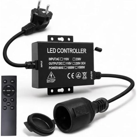 Variateur pour Guirlande Lumineuse LED 1200W, Contrôleur pour Rubans LED Monochromes, Variateur Télécommandé avec Minuteur pour Tous les Rubans Lumineux à Intensité Variable (1/4)