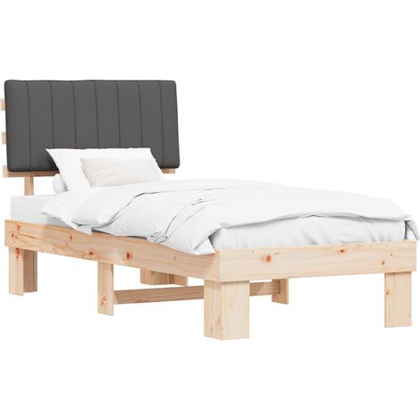 Bed Frame with Upholstered Headboard Dark Grey 90 x 200 cm vidaXL