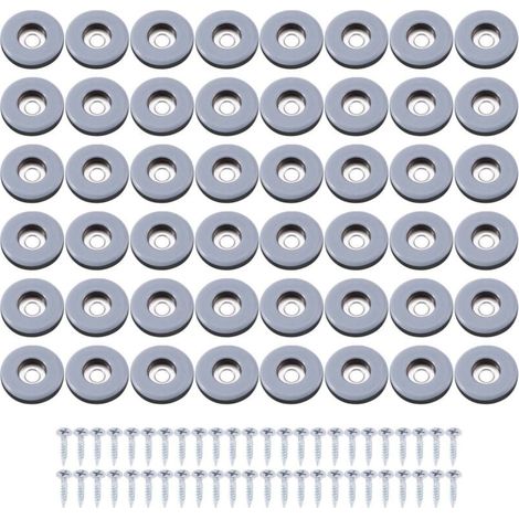 Set da 48 pezzi di scivoli per mobili in PTFE, facili da spostare, con viti di protezione per pavimenti, per pavimenti in legno e piastrellati (rotondi da 25 mm) (1/4)