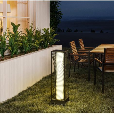 Lampada solare da esterno in rattan, 25 LED, sensore luce, IP44, 77 cm, nero e grigio DESVIAE (1/5)