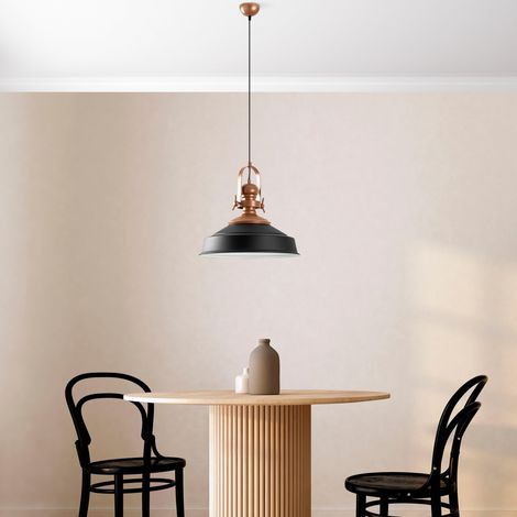 Lustre noir, corps en métal, diamètre 41 cm, hauteur réglable 45-130 cm, douille E27, design moderne pour la maison et le bureau, solution d'éclairage (1/5)