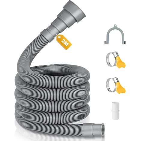 1 Rallonge Tuyau De Vidange 2M, Support U Et Colliers, Universel Lave-Linge Lave-Vaisselle (1/5)