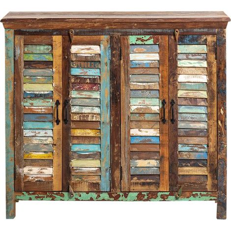 Made In Meubles – Buffet en bois coloré 109x123x39 cm – 4 portes – Style Ethnik – Rangement moderne pour salon ou salle à manger (1/5)