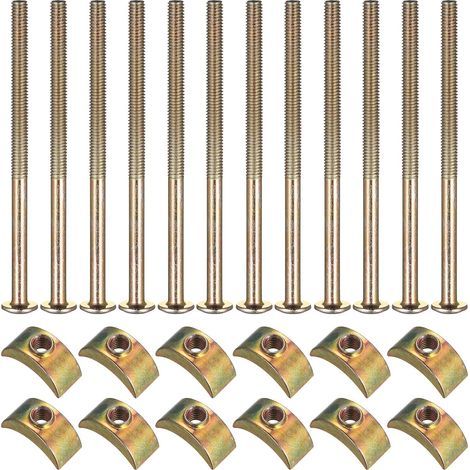 Set mit 12 M6-Verbindungsbolzen für Möbel mit Luna-Halbmondscheiben, Muttern und Bolzen für Etagenbetten, Kinderbetten, Befestigungsschrauben und Bolzen (M6 x 100 mm) (1/5)