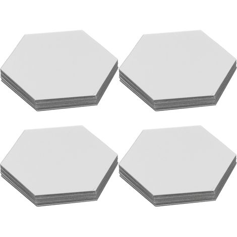 Lot de 6 autocollants miroir hexagonaux acryliques argentés 20cm, adhésifs muraux décoratifs pour salon ou chambre (1/5)