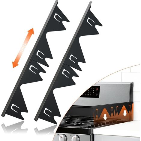 Couvre joints de cuisinière en acier inoxydable (2 pièces),remplisseur d'espace de cuisinière,kit de garniture de cuisinière,protection d'espace de cuisinière pour four de cuisine entre plaque de (1/5)