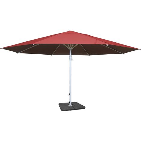 Ombrellone ristorazione Ø 5m bianco palo poliestere/alluminio 28kg rosso con piede 040003857