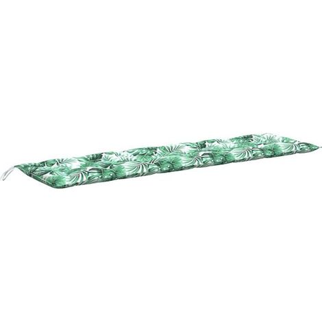 Coussin de banc de jardin, motif feuilles, 200 x 50 x 7 cm, tissu Oxford. (1/5)