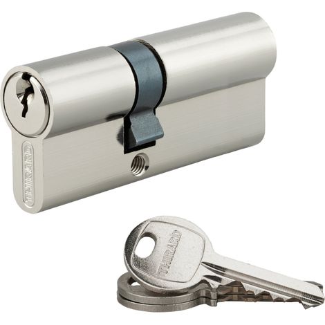 Cylindre de serrure double entrée SA UNIKEY (achetez-en plusieurs, ouvrez avec la même clé), 30x55mm, 3 clés, nickelé - THIRARD (1/5)