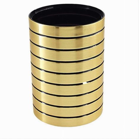 Cleafe - Bicchiere Porta Spazzolini Da Denti Oro A Righe Stile Moderno Arredo Bagno 10386 - (1/3)