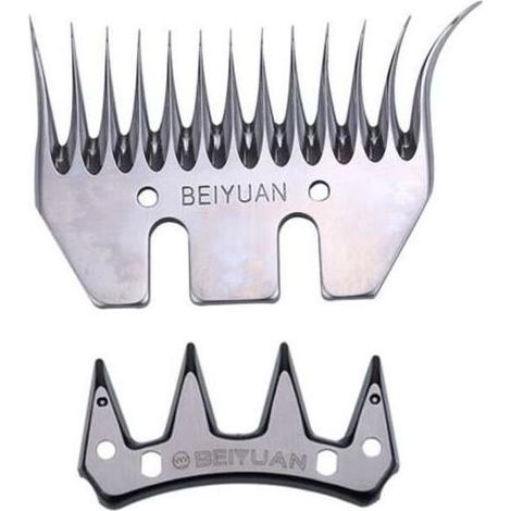 Paar BEIYUAN 13-Zahn-Schermesser mit gebogener Klinge zum Scheren von Schafen, Ziegen, Alpakas und Rindern, aus Edelstahl (1/5)