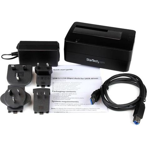 StarTech.com SDOCKU313 base de conexión para disco duro USB 3.2 Gen 2 (3.1 Gen 2) Type micro-B Negro (1/4)
