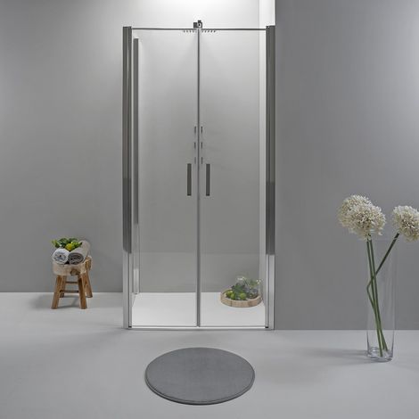 BOX DOCCIA ELITE ANGOLARE 80x90 CM APERTURA SALOON CON LATO FISSO TRASPARENTE