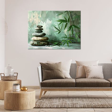 Wandbild Zen-Spa-Steine Bambus-Imitatfarbe 60x40 (1/4)