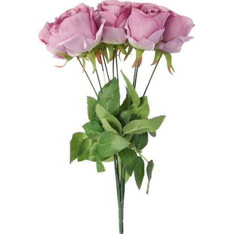 Rose artificiali in un bouquet - 9 pezzi, colore viola, altezza 45 cm (1/3)