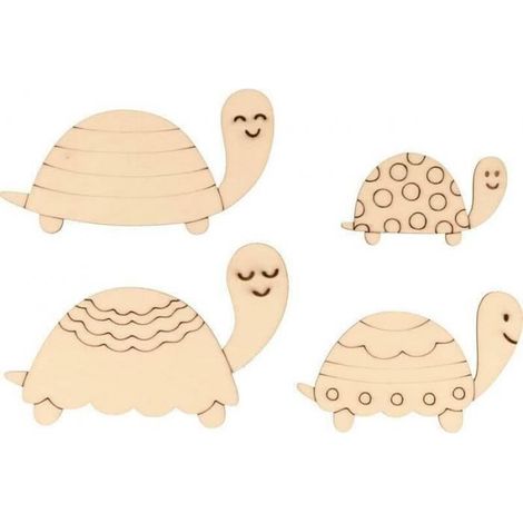 4 silhouettes en bois - Tortues