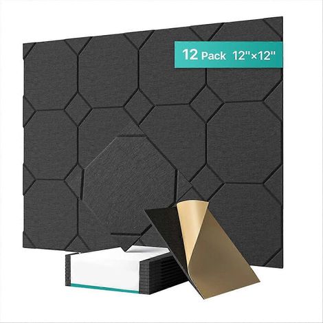 Lot de 12 panneaux acoustiques autocollants, panneaux muraux insonorisants, panneaux insonorisants pour portes, plafonds, bureau à domicile, A (1/5)
