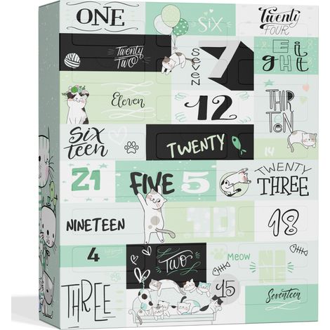 BOXILAND® calendario adviento gato 2026, 24 snacks, premios, 16 variedades (1/5)