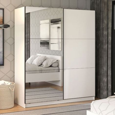 Armario Grande Verzino, Ropero Dormitorio, 5 Estantes, 2 Puertas, 179x210h cm Blanco (1/5)