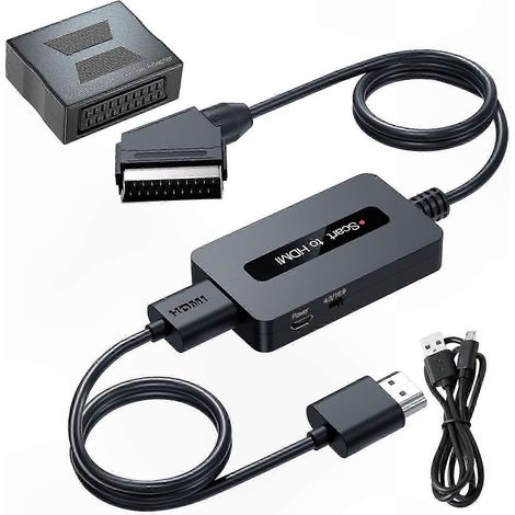 Adaptateur SCART vers HDMI, connecteur femelle-femelle, sortie 4:3 et 16:9 pour consoles de jeux, lecteurs DVD et décodeurs TV. (1/5)
