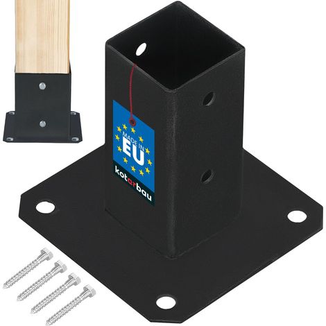 KOTARBAU® Support Poteau Bois - Acier Revêtu par Poudre - 50 x 50 mm - Noir - Pied de Poteau - Fixation Robuste - Résistant à la Corrosion (1/5)