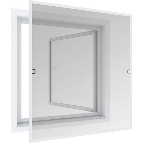 Moustiquaire fixe ultra plate pour fenêtre 100x120 cm – Installation sans perçage – Toile en fibre de verre résistante aux UV – Windhager