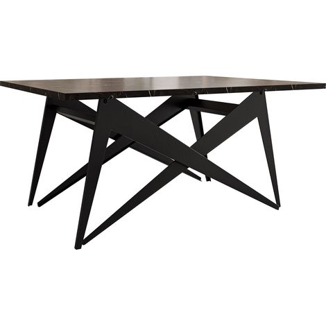 Mesa de centro convertible Oswego 150, Mármol negro + Negro, 45x70x90cm, Diámetro: 0, Aglomerado laminado, Angular