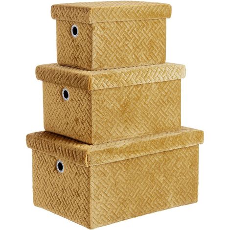 Set 3 Scatola "Averill" rettangolare Ocra