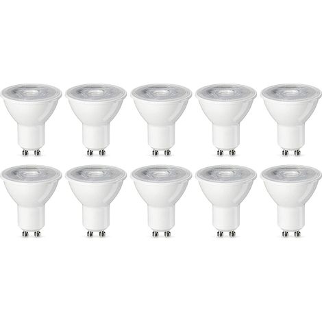 Basics 10 unidades (pack de 1) Bombillas LED GU10 4,7W (equivalente a 50W) blanco cálido no regulable