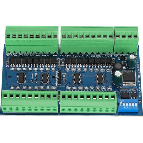 Contrôleur d'entrée pour automate programmable industriel (API) RS485 32 canaux, montage sur rail DIN isolé. (1/5)