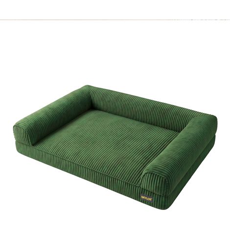 Skylos Orthopedic Dog Bed Washable Cozy Corduroy Puppy Pet Sofa Cushion Green