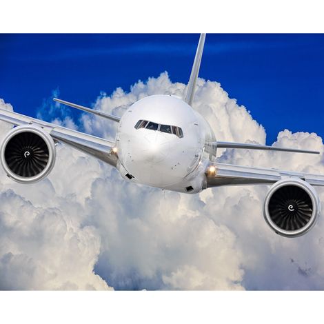 Papier peint Walltastic avion de ligne blanc biréacteurs au dessus des nuages blancs 305x244 cm (1/3)