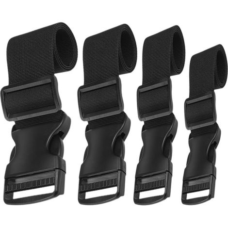 4 Stück Verstellbare Nylon Gurte zur Befestigung von Gepäck und Bauchtaschen Vielseitig Einsetzbar für Reisen und Täglichen Gebrauch Schwarz (1/5)
