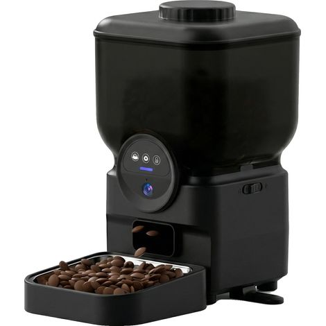Distributeur de nourriture pour chats, contrôlé par application, caméra 1080P, noir, 6.5L-a (1/2)