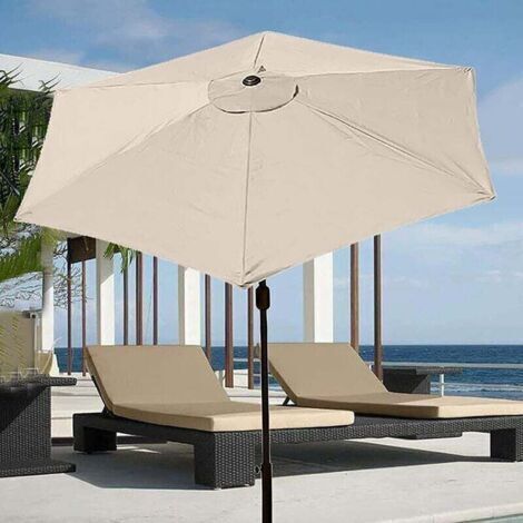 Housse de rechange pour parasol, 6 baleines, 2 m, imperméable, anti-UV, tissu de rechange, blanc crème--TRIMEC