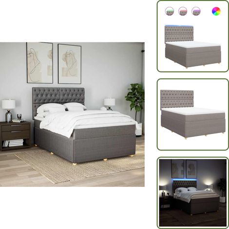 The Living Store Giroletto a Molle con Materasso Tortora 160x200 cm in Tessuto - Materasso a molle insacchettate