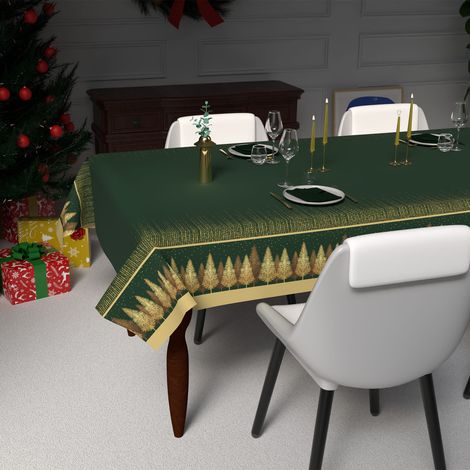 Nappe festive imprimée anti-tâches rectangle 140x300 cm FORET, par Soleil d'Ocre