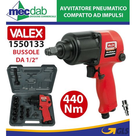 Avvitatore pneumatico 1/2" 250 Nm con bussole 1550136 1550133 VALEX
