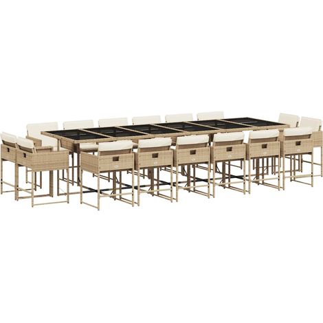 Maison Exclusive - Set comedor de jardín 17 pzas con cojines ratá (1/5)