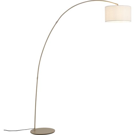 QAZQA Lampadaire arc moderne beige avec abat-jour en teddy -